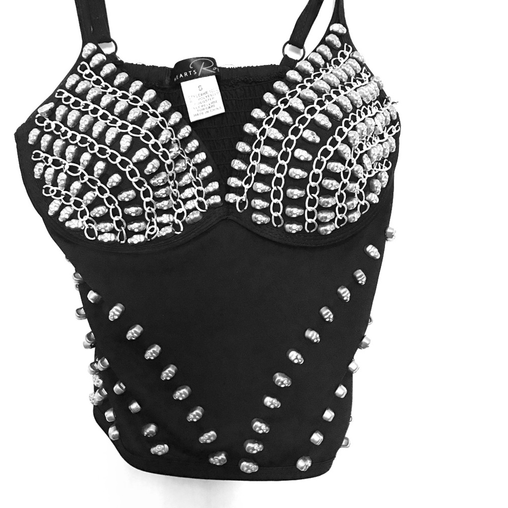 Skull Embellished Crop Tank